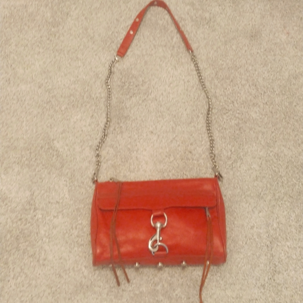 - Rebecca Minkoff rust leather fringe detail chain handle crossbody